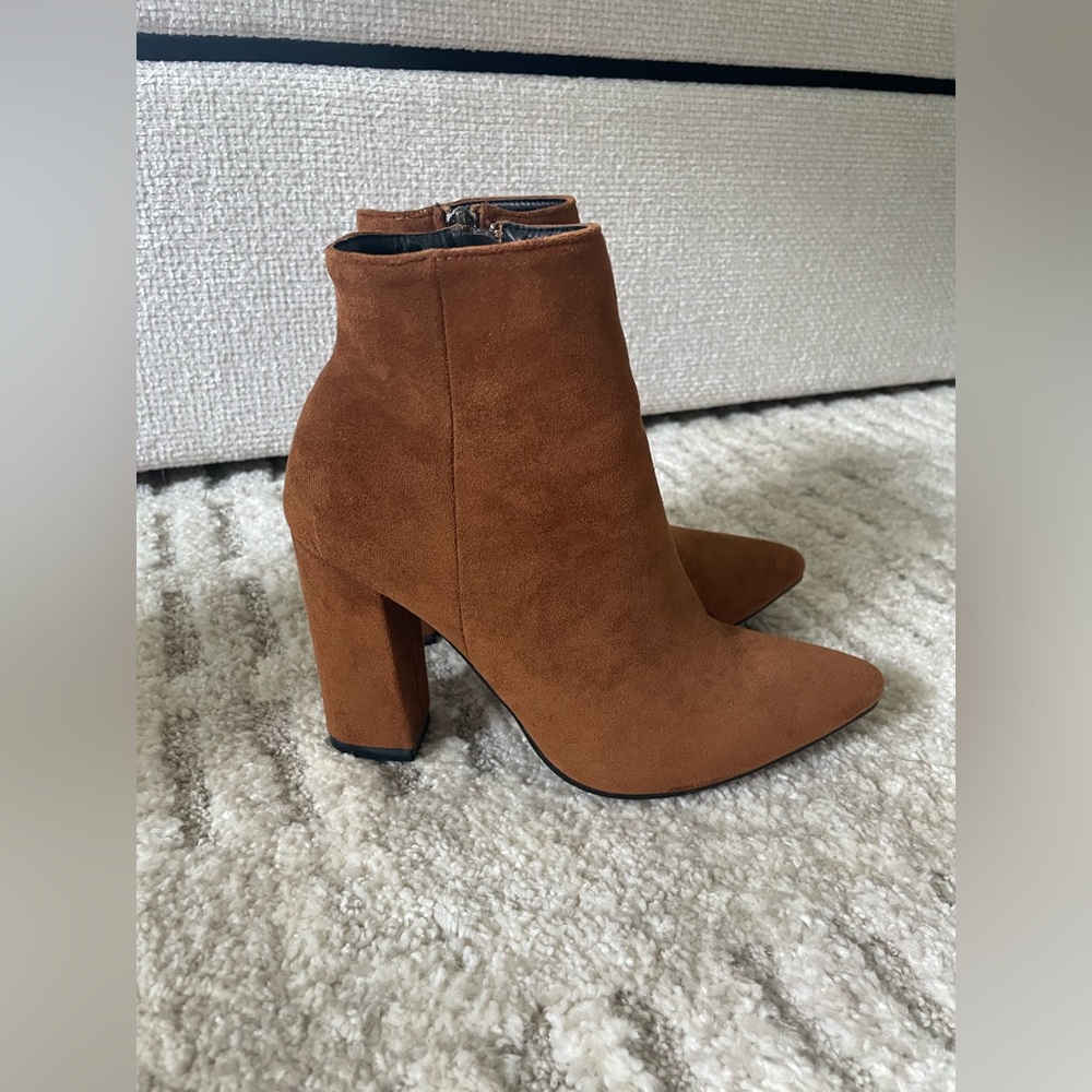 Brown Faux Suede Ankle Boots